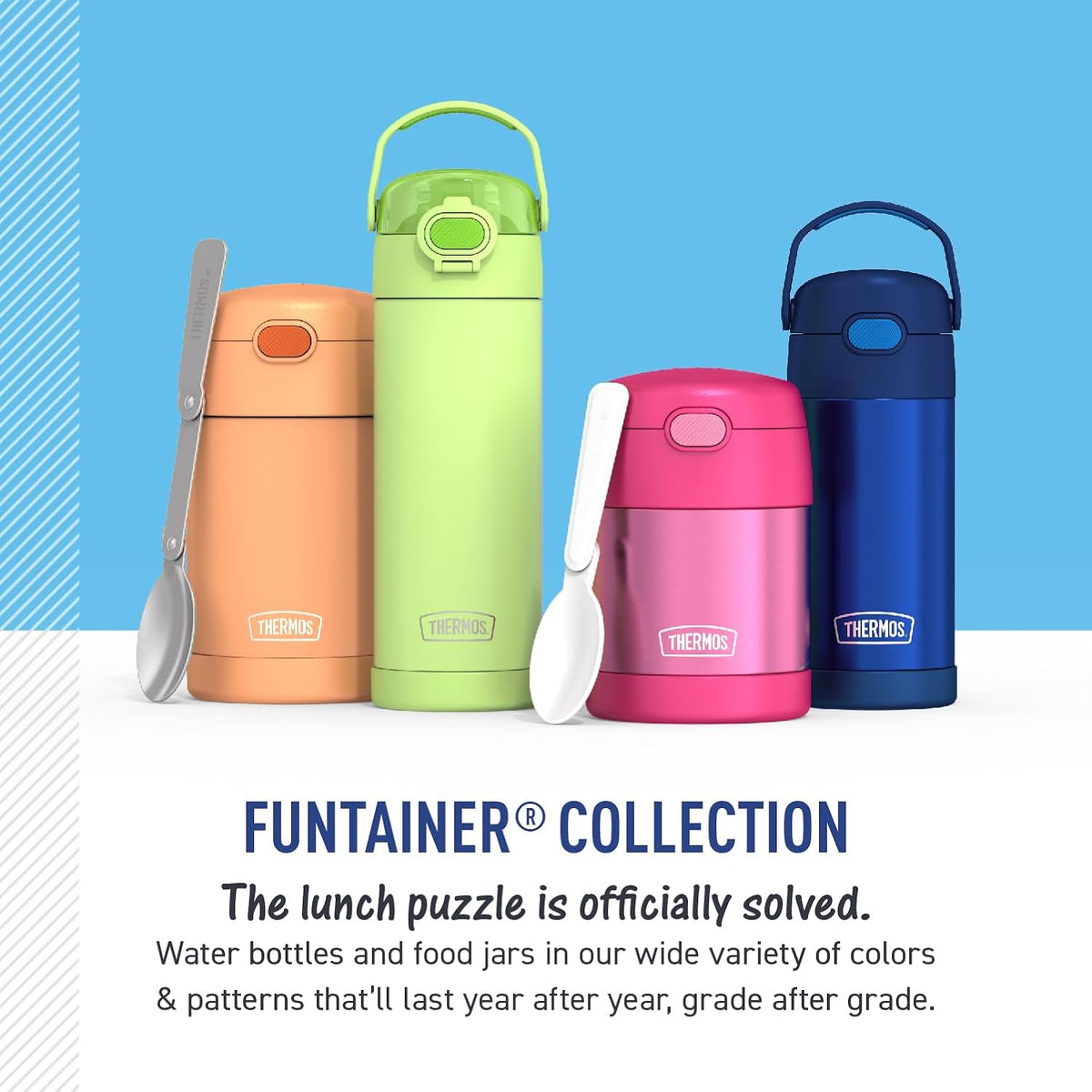 THERMOS FUNTAINER 16 Ounce Vacuum Insulated Stainless Steel Bottle - Neon Pink, Wide Spout Lid