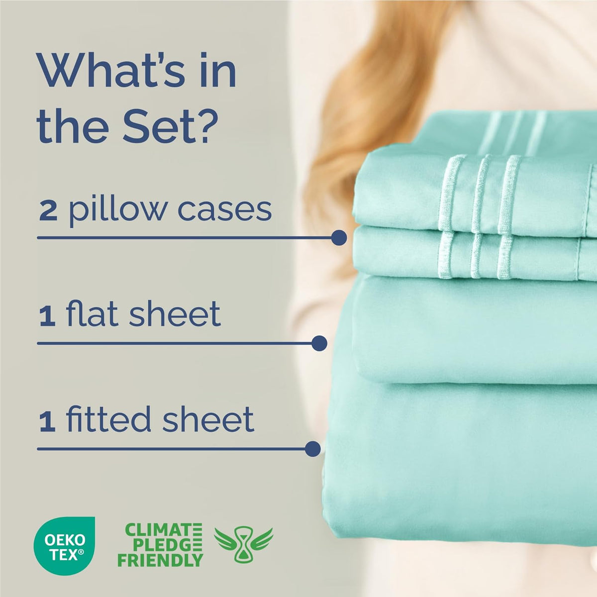 Skiennix Full Size 4-Piece Sheet Set - Comfy, Breathable Cooling Bed Sheets - Ultra-Soft, Deep Pockets, Spa Blue