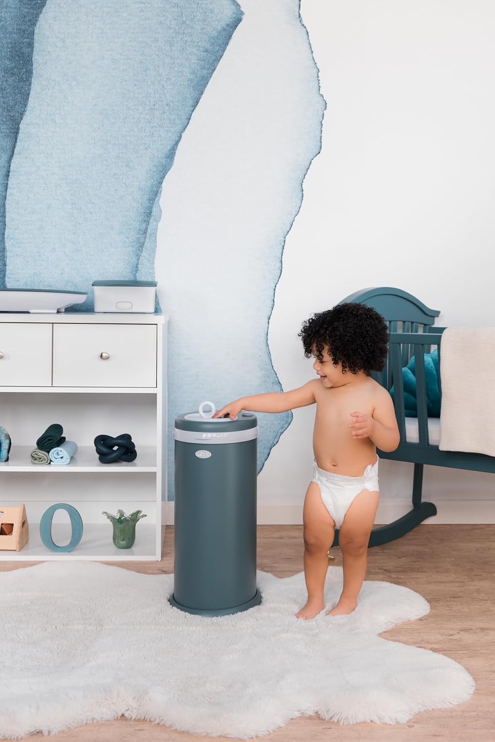 Ubbi Stainless Steel Diaper Pail - Odor Locking Design, No Special Bags Needed | Award-Winning Essential