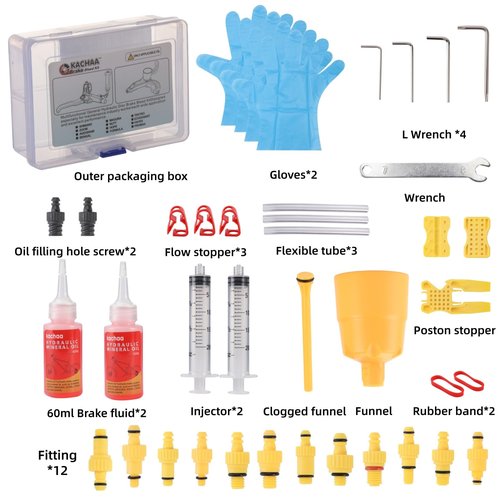 Brake Bleed Kit for Shimano, Tektro, TRP, Magura & Giant, Hydraulic Disc Brake Bleed Kit with 120ml Mineral Oil, Funnel, Syringes and Adapters for MTB Road Bike