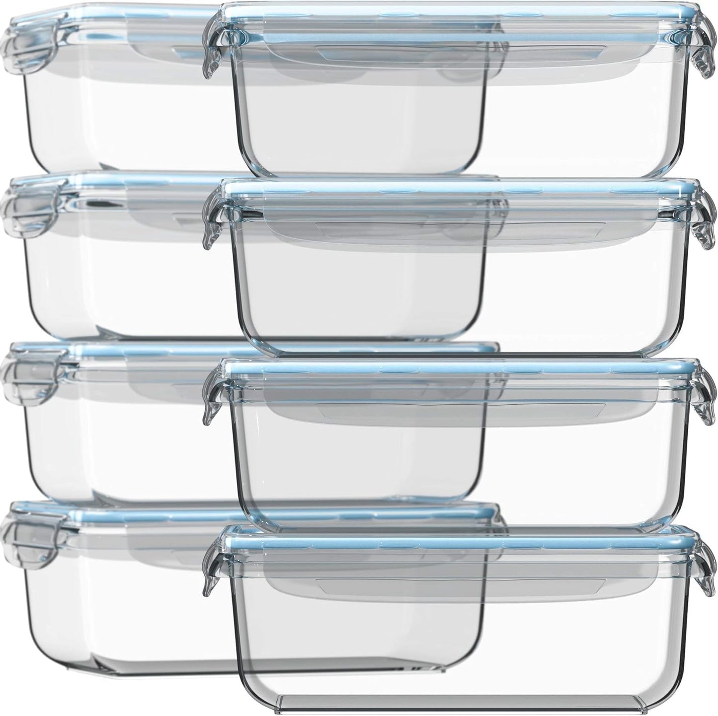 Razab 30 Oz Glass Meal Prep Containers - 16 Pc Set | Airtight, Leak-Proof, BPA-Free, Oven & Dishwasher Safe