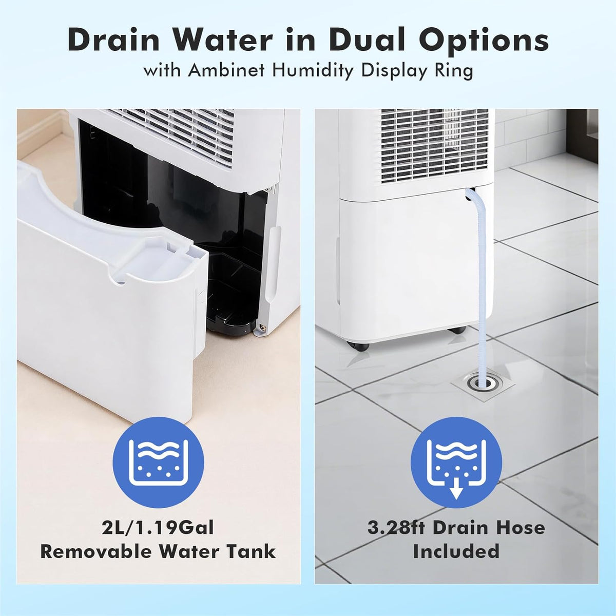 NEWBULIG 30-Pint Dehumidifier - Smart Humidity Control for 2,000 Sq.Ft | Quiet 38dB Operation, Ideal for Home & Basement