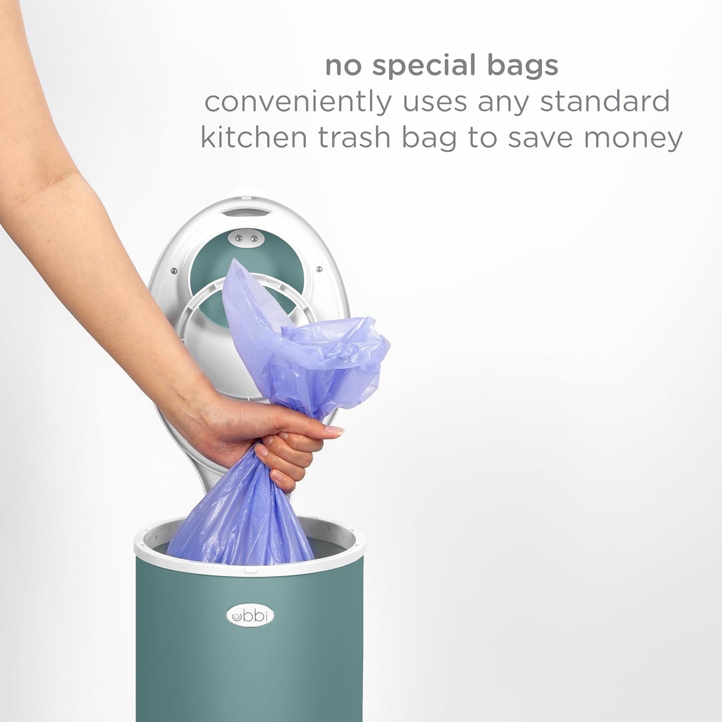 Ubbi Stainless Steel Diaper Pail - Odor Locking Design, No Special Bags Needed | Award-Winning Essential