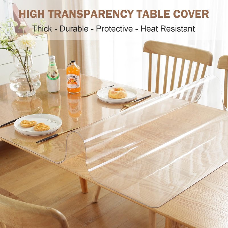 LovePads Clear Table Cover Protector, 18 x 54 Inch 2mm Thick Plastic Table Cover, Table Protector for Dining Room Table, Waterproof Dresser Cover Top for Kitchen, Coffee, Writing Desk