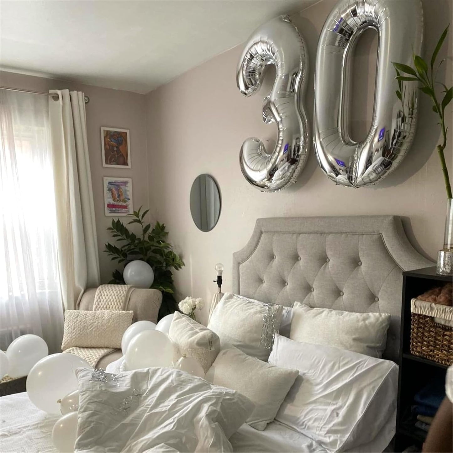 Skiennix 40-Inch Silver Foil Number 0 Balloon - Self-Inflating Giant Helium Decoration for Parties