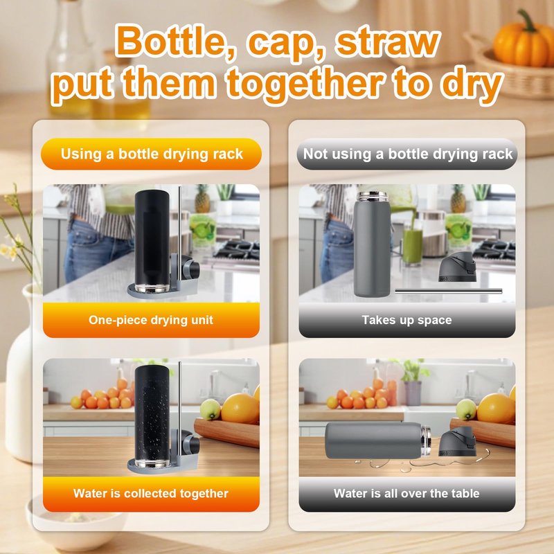 ( 2pcs)Silicone Water Bottle Boot and Bottle Drying Rack Compatible with Owala 24oz,Bottom Bumper Protector/Anti-Slip/Prevent scratches/Drying Rack Saves Space/Compatible with FreeSip Bottles,Cream
