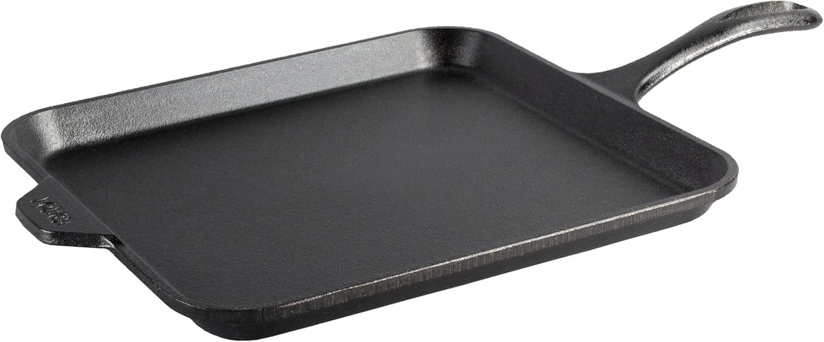 Lodge Cast Iron Griddle - 11-Inch Square Design for Perfect Cooking & Even Heat Distribution