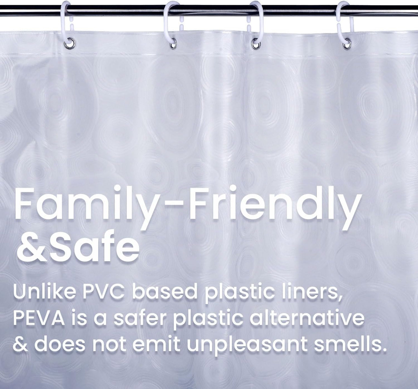 LiBa PEVA Shower Curtain Liner - 8G Waterproof, 72x72 Inch with Magnets & 12 Plastic Rings | Oceanic Gradient Design