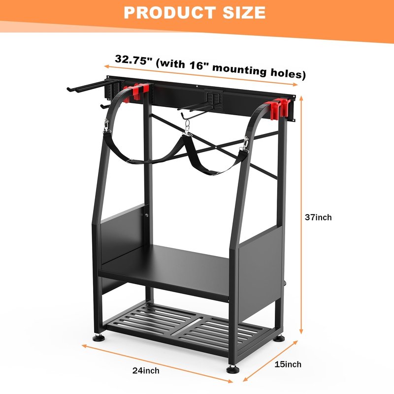 WALMANN Wall Mount Golf Bag Organizer, 2 Golf Bags Stand Golfing Equipment and Accessories Storage Rack for Garage(Black)