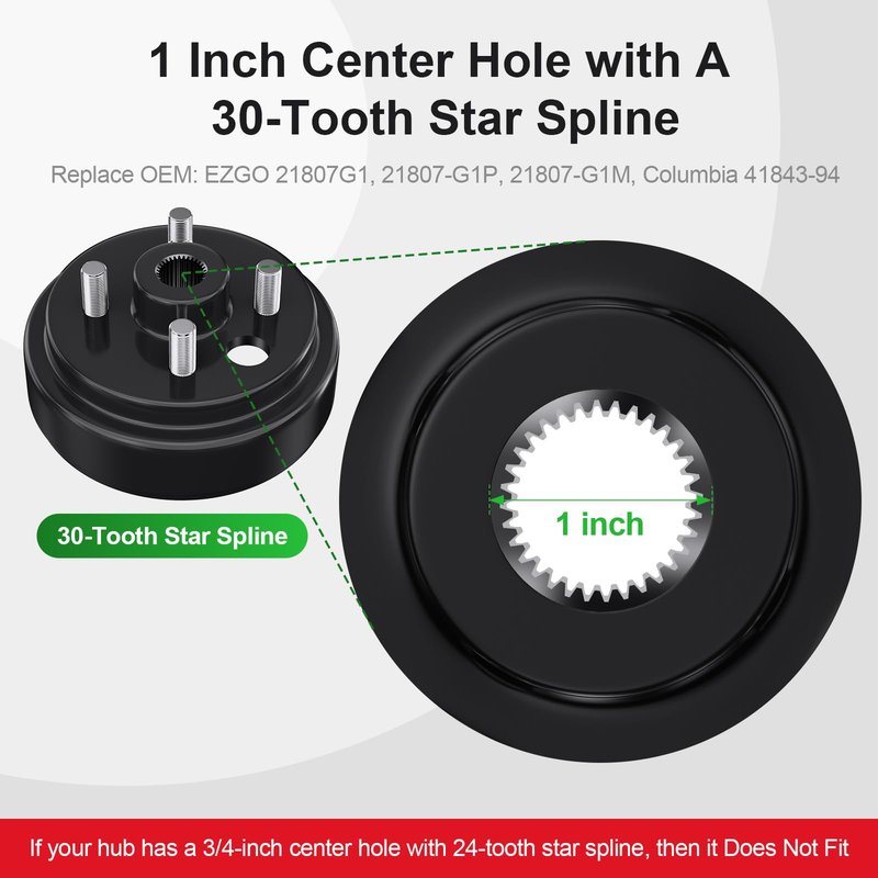 30-Tooth Golf Cart Brake Hub Repair Kit for 4 Cycle Gas EZGO TXT 1997-2008, Medalist 1997-1999, Include Brake Drum, Brake Shoes, Spring Kits, OEM# 21807G1, 70794G01, 27944G01 (NOT Fit Electric Model)