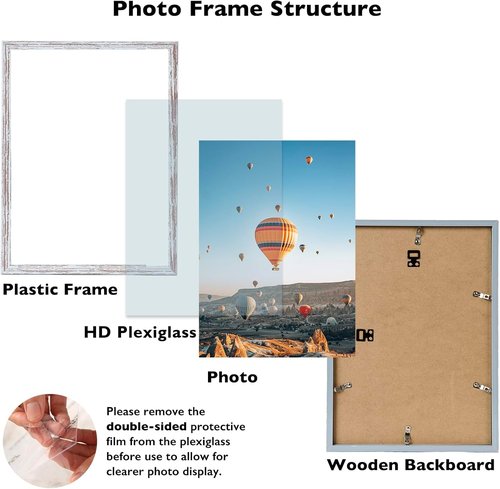 JCJMY 10x15 Rustic White Picture Frame - Versatile Wall Mounting for Horizontal or Vertical Display