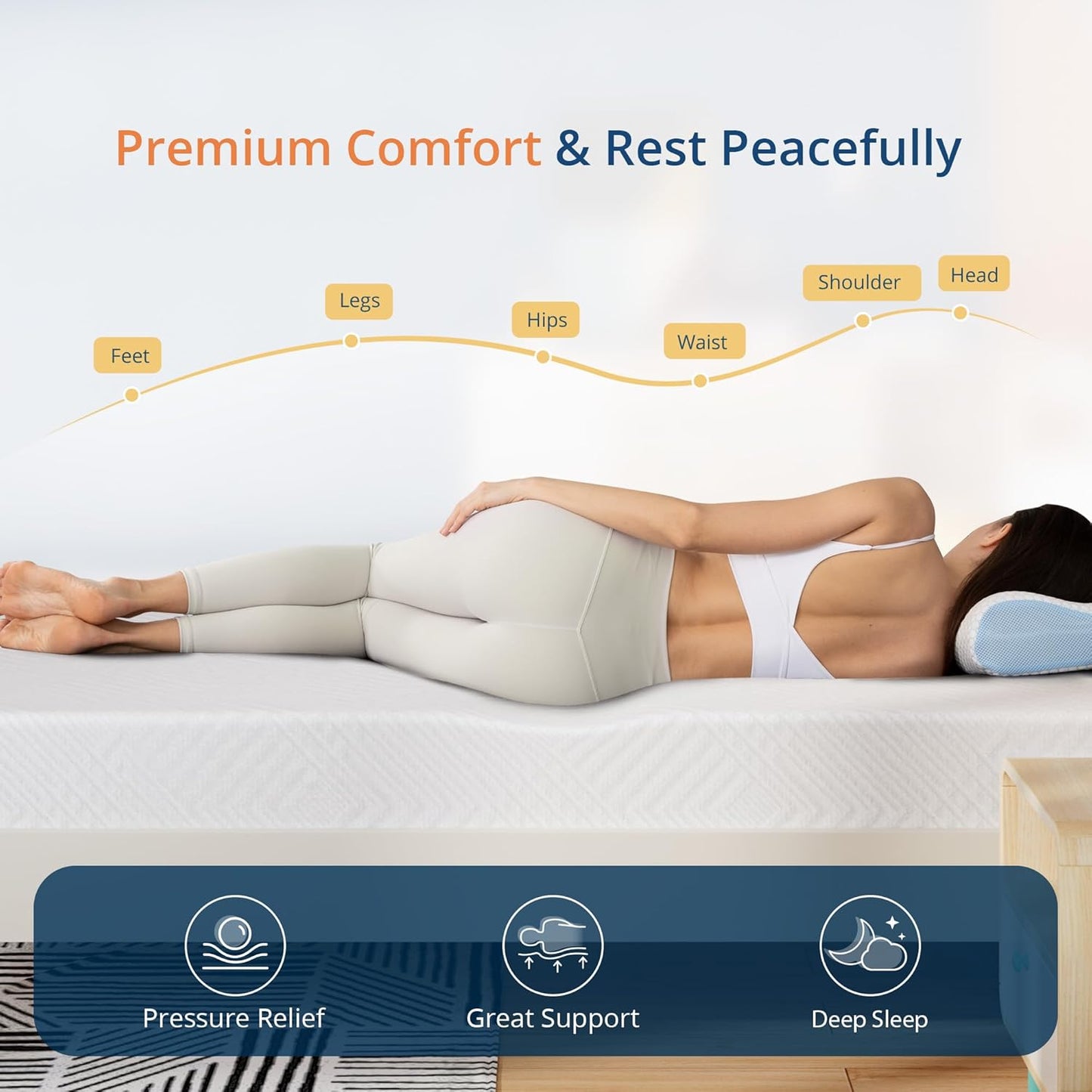 MLILY EGOHOME Twin Mattress - 8 Inch Green Tea Gel Cooling Memory Foam | CertiPUR-US Certified, Medium Firm