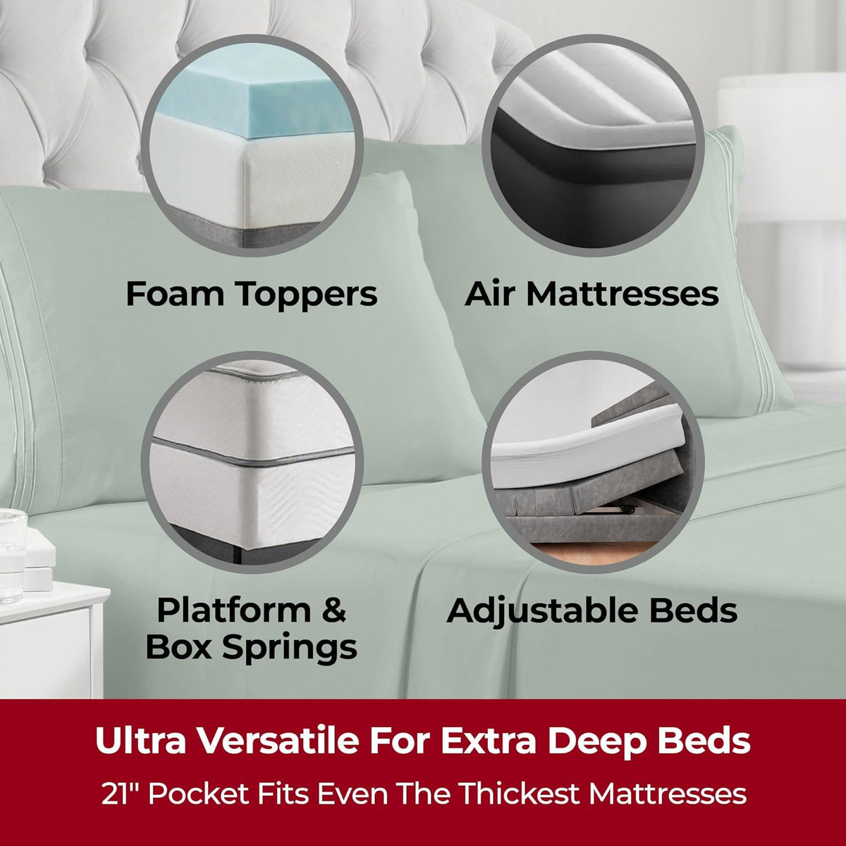 Mellanni Extra Deep Full Sheets - Hotel Luxury, Ultra Soft Cooling Bedding - Wrinkle & Stain Resistant (Full, Sage)
