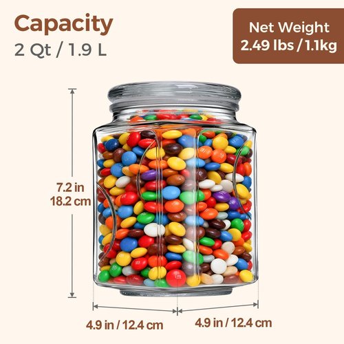 ComSaf 64 oz Glass Jar Set - Airtight Storage Containers with Lids for Kitchen & Pantry | Set of 2