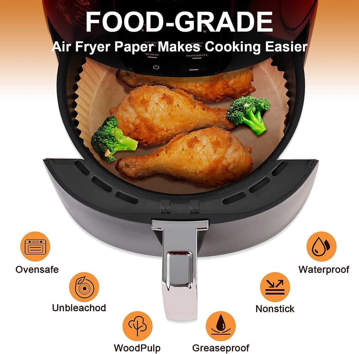 Air Fryer Liners | 100 Pcs Non-Stick Parchment Paper for 4-7 QT Air Fryers - 7.9 Inch Round