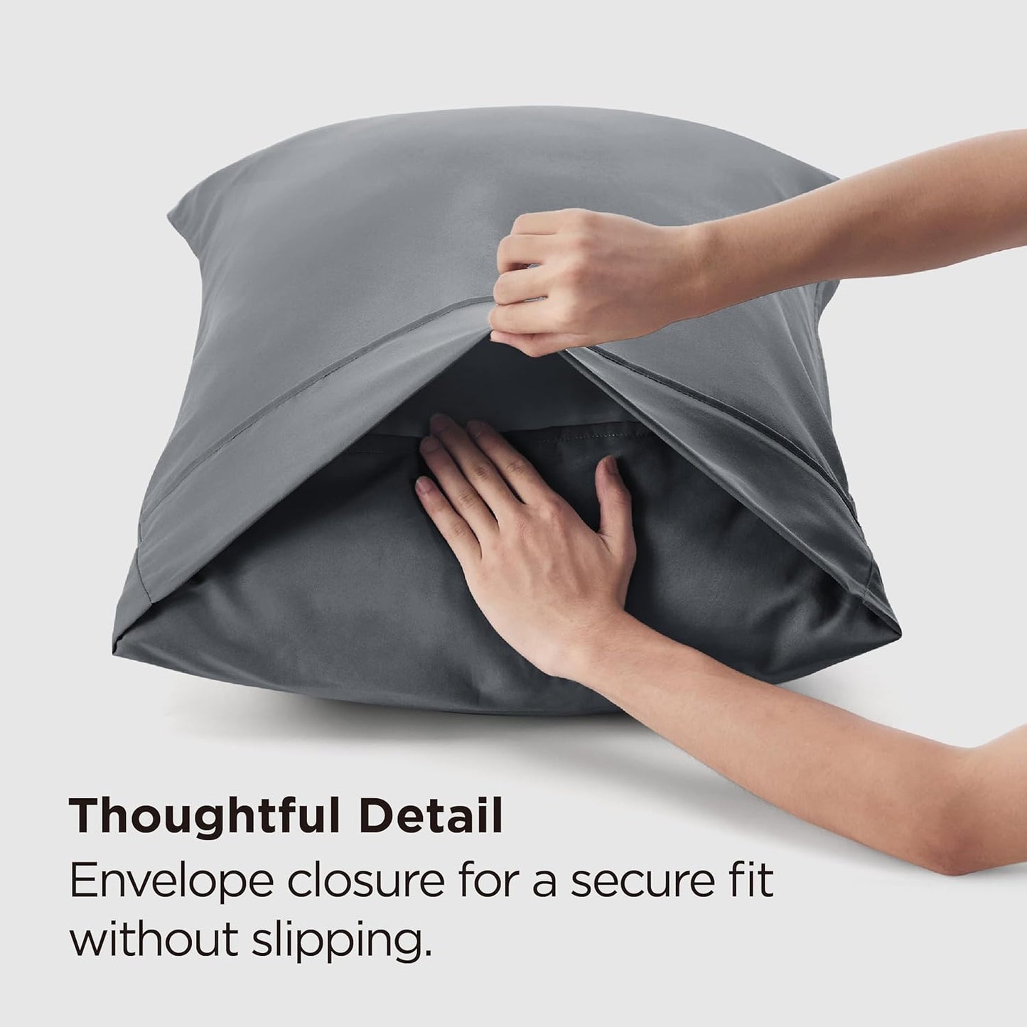 Bedsure Pillow Cases - Super Soft Dark Grey Brushed Microfiber Set of 2 | 20x26 Inches, Wrinkle & Fade Resistant