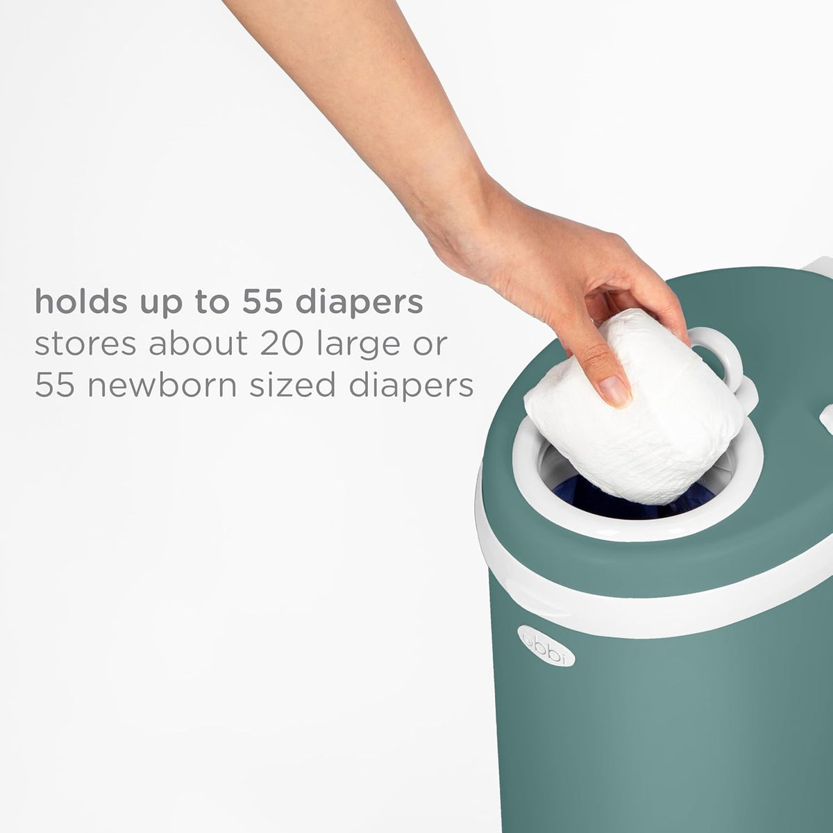 Ubbi Stainless Steel Diaper Pail - Odor Locking Design, No Special Bags Needed | Award-Winning Essential