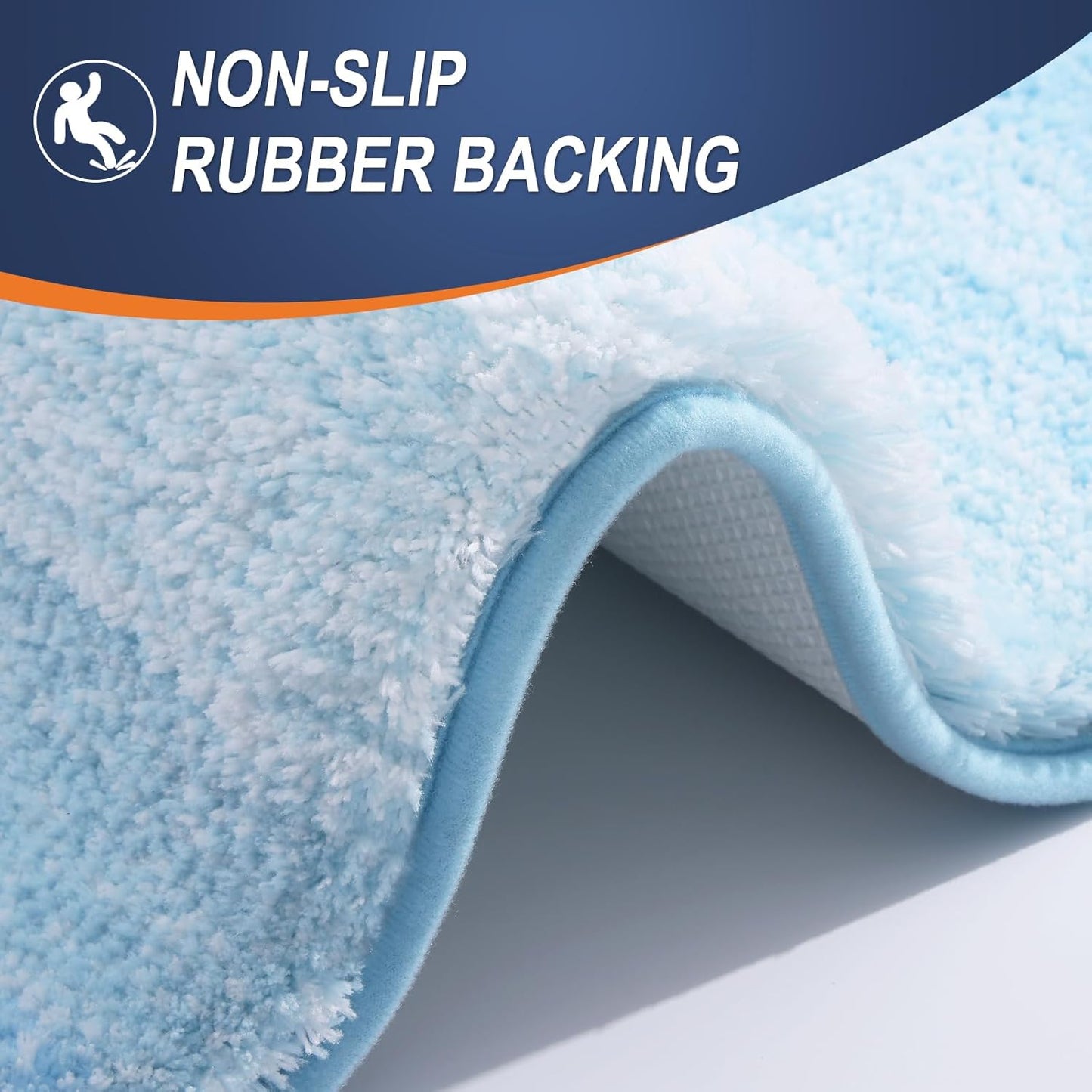 OLANLY Large Bath Rugs - Extra Soft Microfiber Mat 50x30 | Quick Dry, Machine Washable, Sky Blue