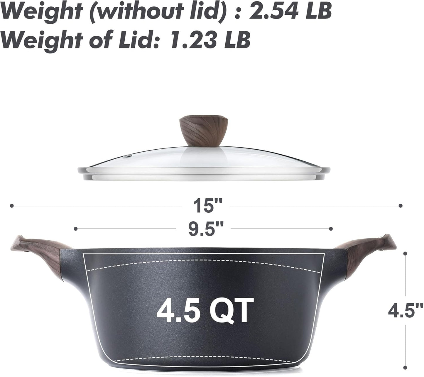 SENSARTE Nonstick Frying Pan & Stock Pot Set - 8-Inch Skillet with Lid & 4.5QT Induction-Compatible Pot