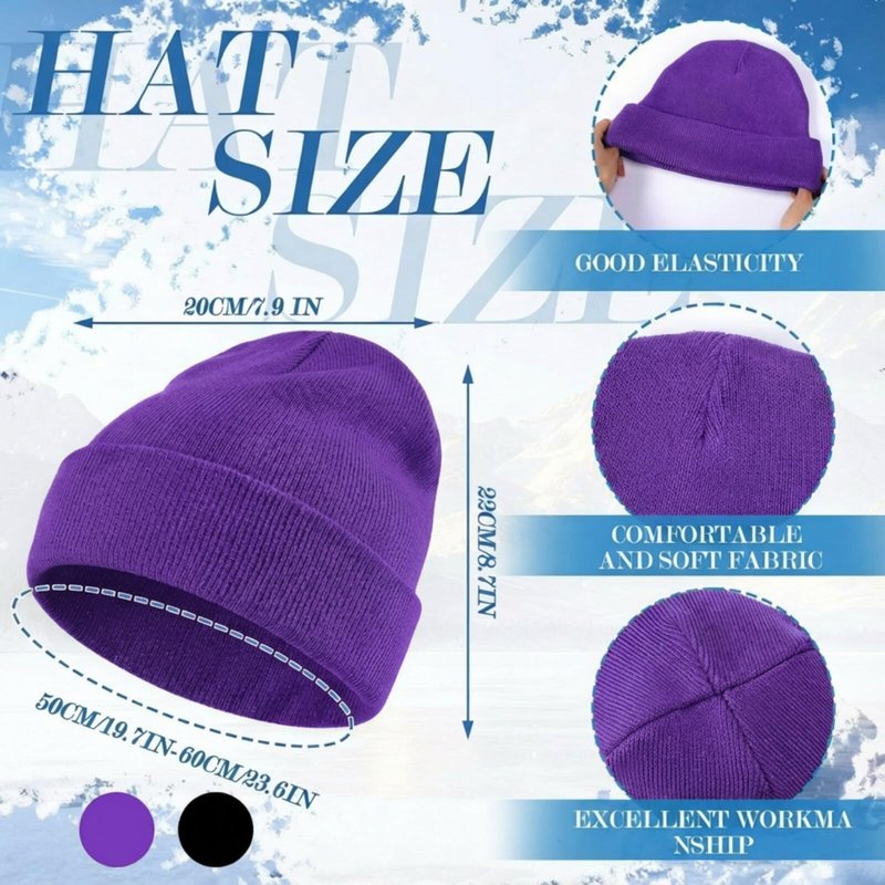 Tivi Tovo 4 Pcs Winter Knit Beanie Hat and Touchscreen Gloves Set for Women Men Warm Acrylic Cap and Gloves Set(Black, Purple,Knit)