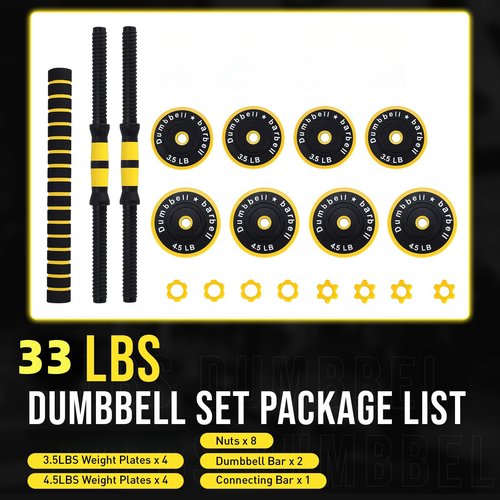 Dumbbell Sets Adjustable Weights, 33 Lb Free Weights Dumbbells Set for Home Gym