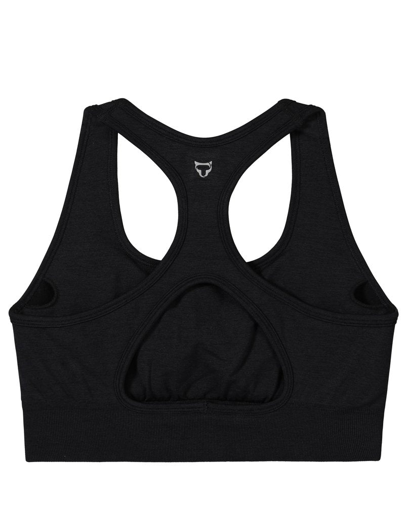 TomTiger Sports Bras for Women High Impact Racerback Removable Padded Seamless Yoga Workout Activewear Bra (Black,M)