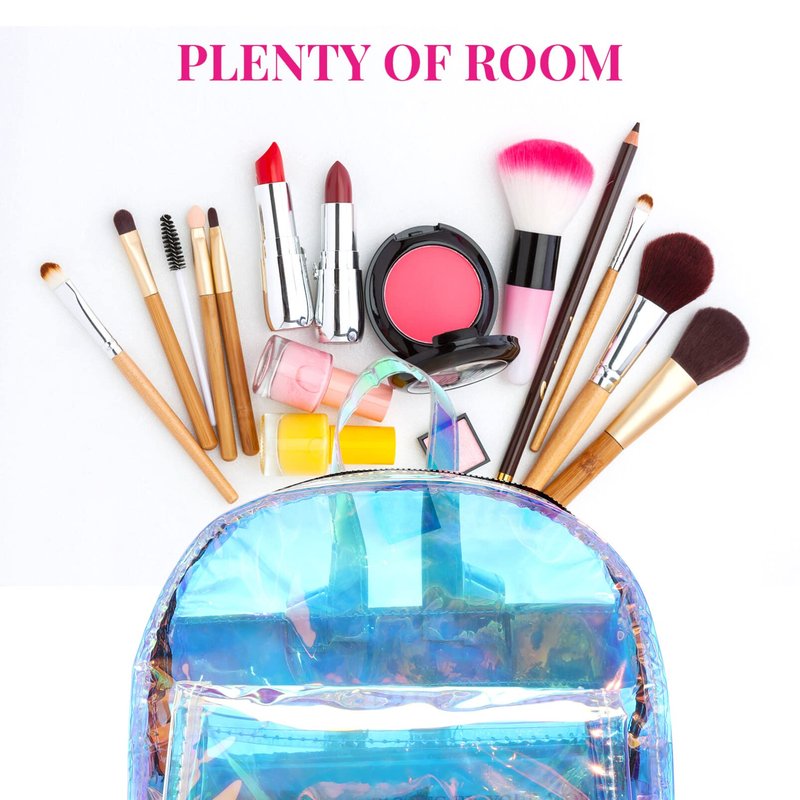 Abaodam Shiny Iridescent Backpack for Women Lightweight Transparent Holographic Travel Bag Small Student Bookbag 9X4X11 Inches