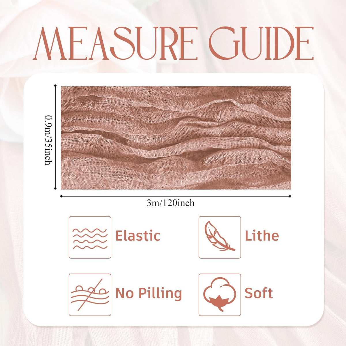 Wokceer Dusty Pink Cheesecloth Table Runner - 10FT Boho Style for Easter & Bridal Showers | Rustic 120-Inch Decor