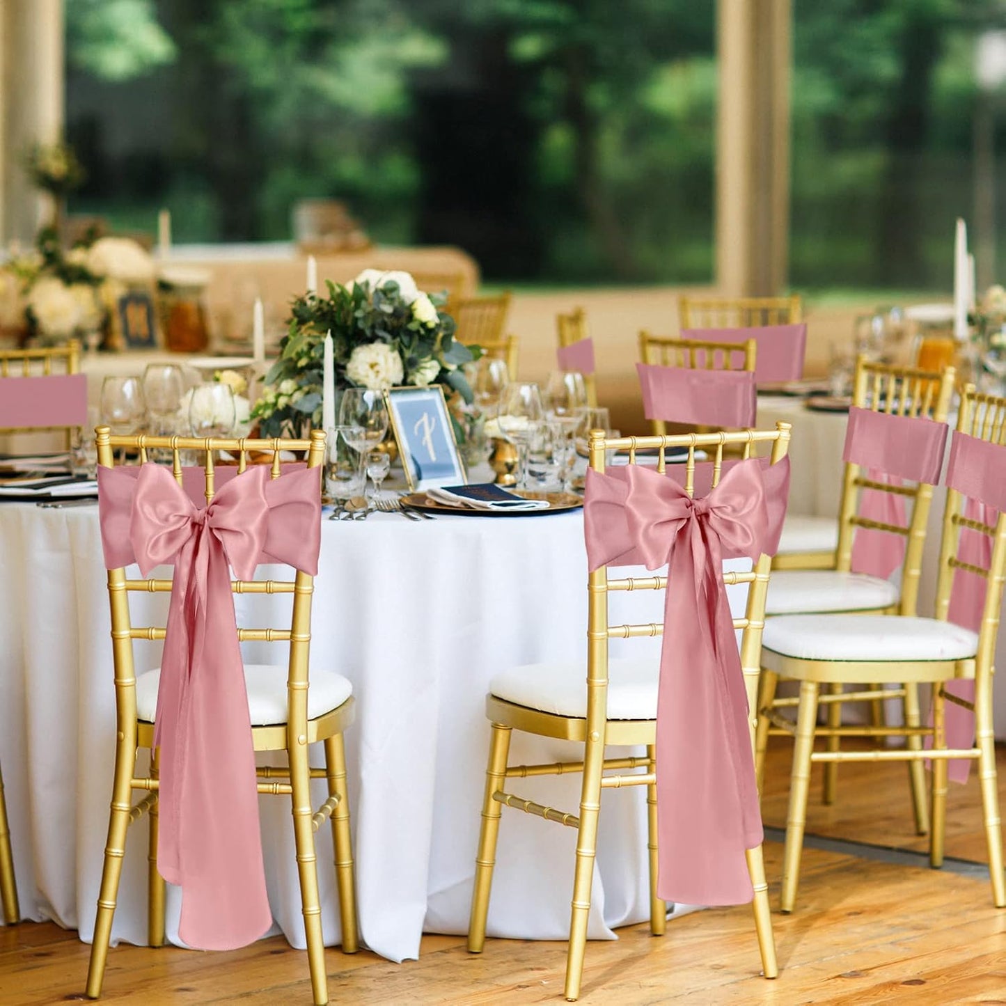 XunYee Satin Chair Sashes - 80 Pack Elegant Bow Ties for Weddings & Events | Rose Gold