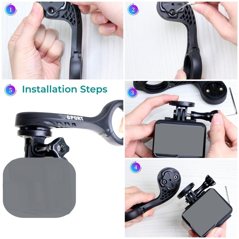 NELboNs Quick Release Sport Action Camera Mount Compatible with IGPS Port M80 Out-Front Bike Bracket Threaded Mount for Bicycle Lights Holder