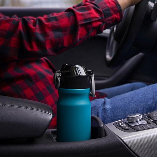 BJPKPK 18oz Insulated Water Bottle - Stainless Steel, BPA-Free, Leak-Proof | Indigo Black with Straw