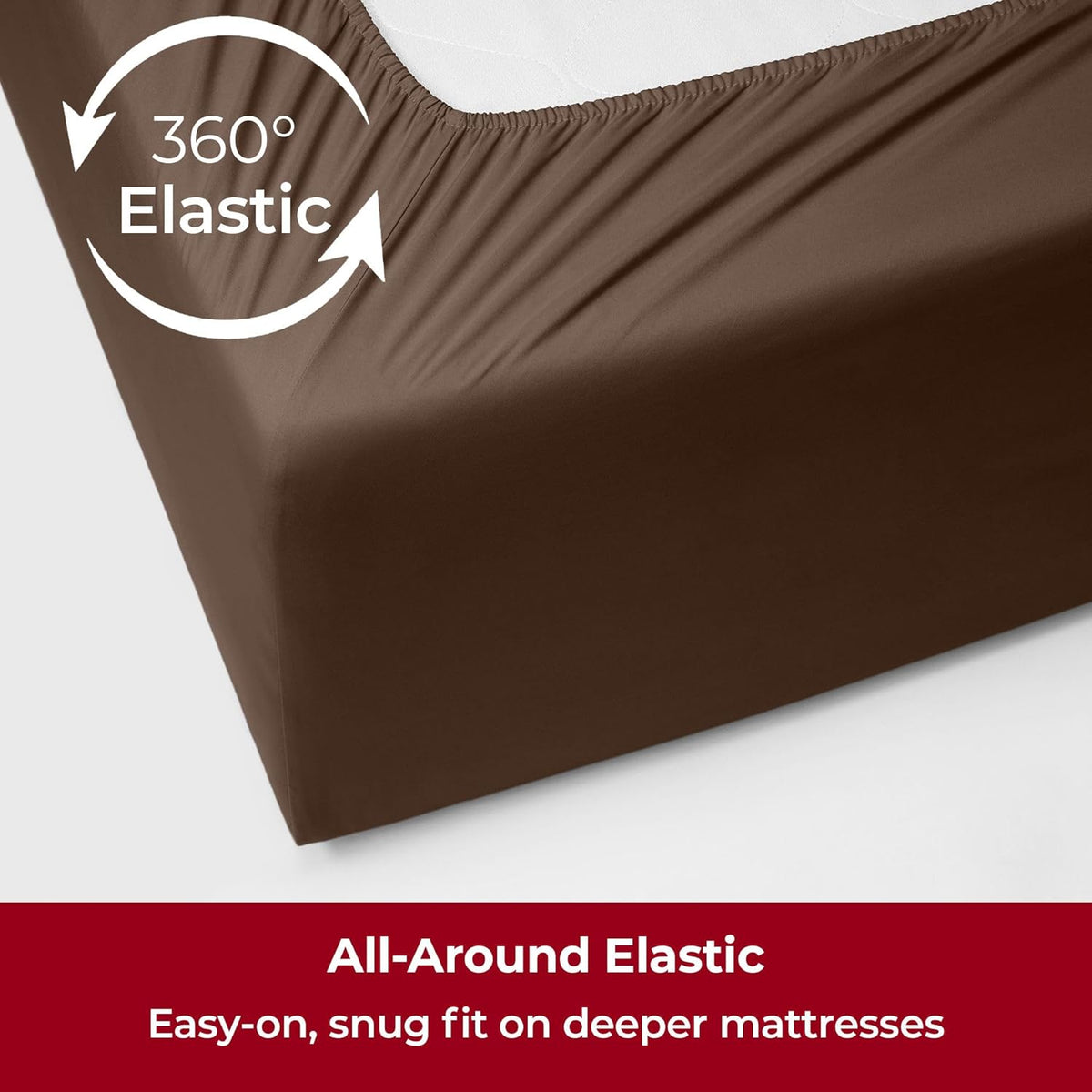Mellanni Extra Deep Split King Sheets - Hotel Luxury Bedding Set | Ultra Soft, Cooling, Stain Resistant (Brown)