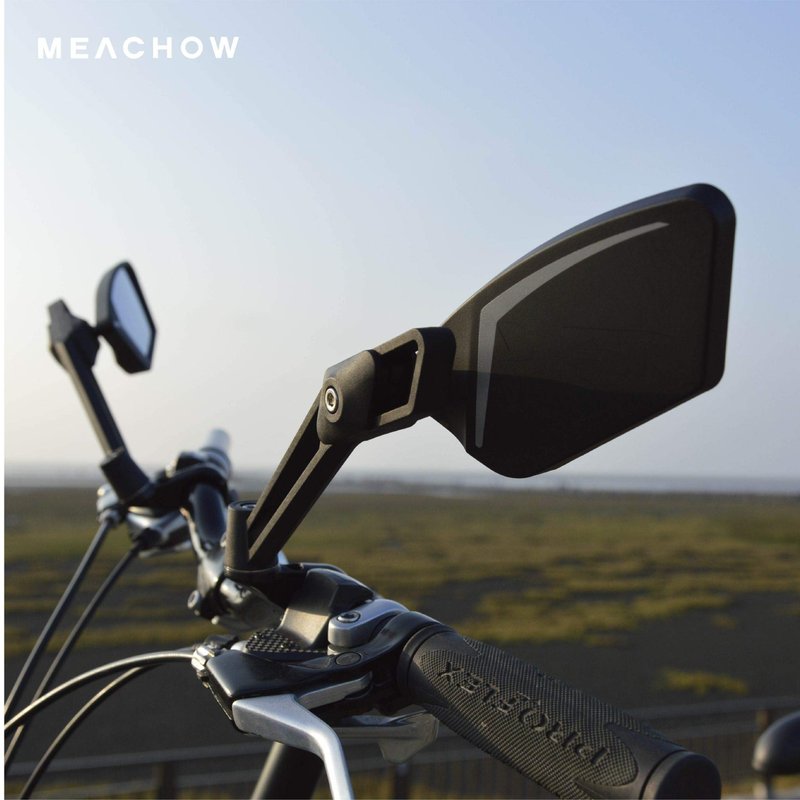 MEACHOW New Scratch Resistant Glass Lens,Handlebar Bike Mirror, Adjustable Safe Rearview Mirror, Bicycle Mirror (Blue Left Side) ME-003LB