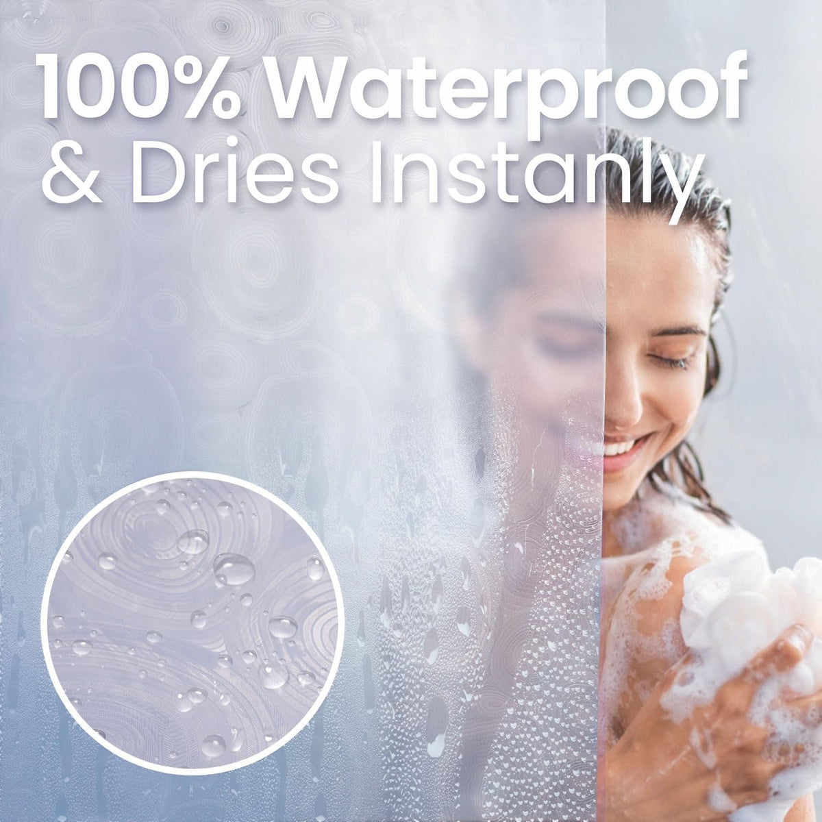 LiBa PEVA Shower Curtain Liner - 8G Waterproof, 72x72 Inch with Magnets & 12 Plastic Rings | Oceanic Gradient Design