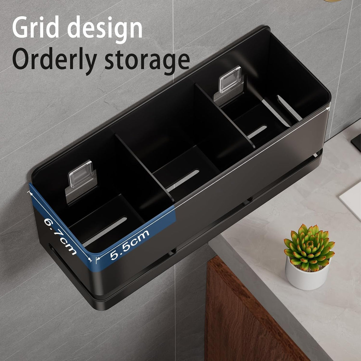 Skiennix Aluminum Electric Toothbrush Holder - Wall Mounted Design | Black, Three Slot Storage