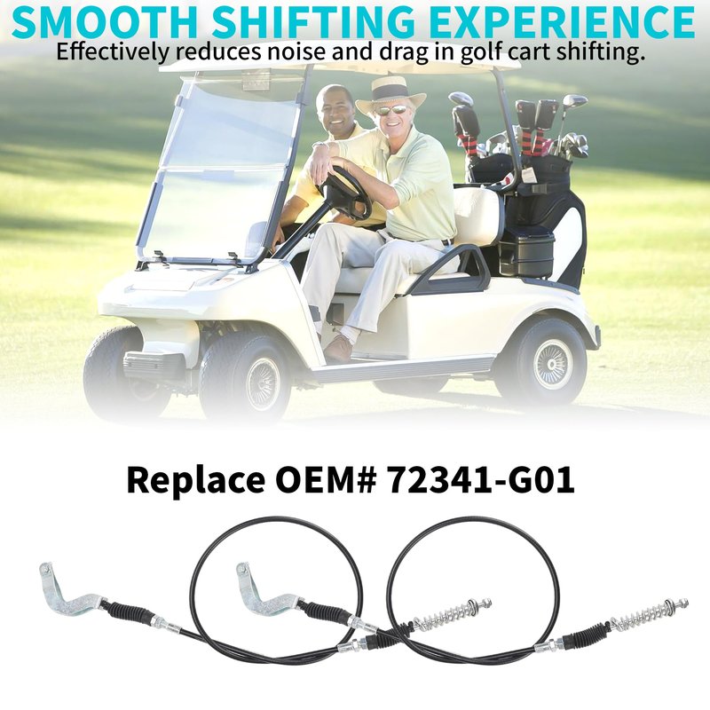 10L0L Golf Cart Transmission Forward Reverse Shift Cable Assembly for 1996-2001 EZGO TXT ST350 ST480 Workhorse MPT 1200 Gas Models, Replace OEM# 72341-G01 72341G01, 50.5" Long (2 Pack)