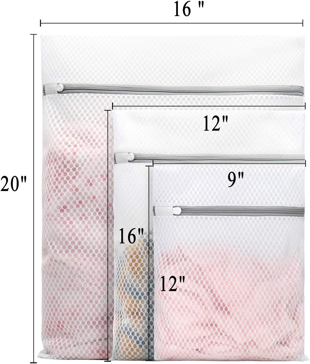 Muchfun Honeycomb Mesh Laundry Bags - 5 Durable Bags for Delicates (1 Large, 2 Medium, 2 Small)