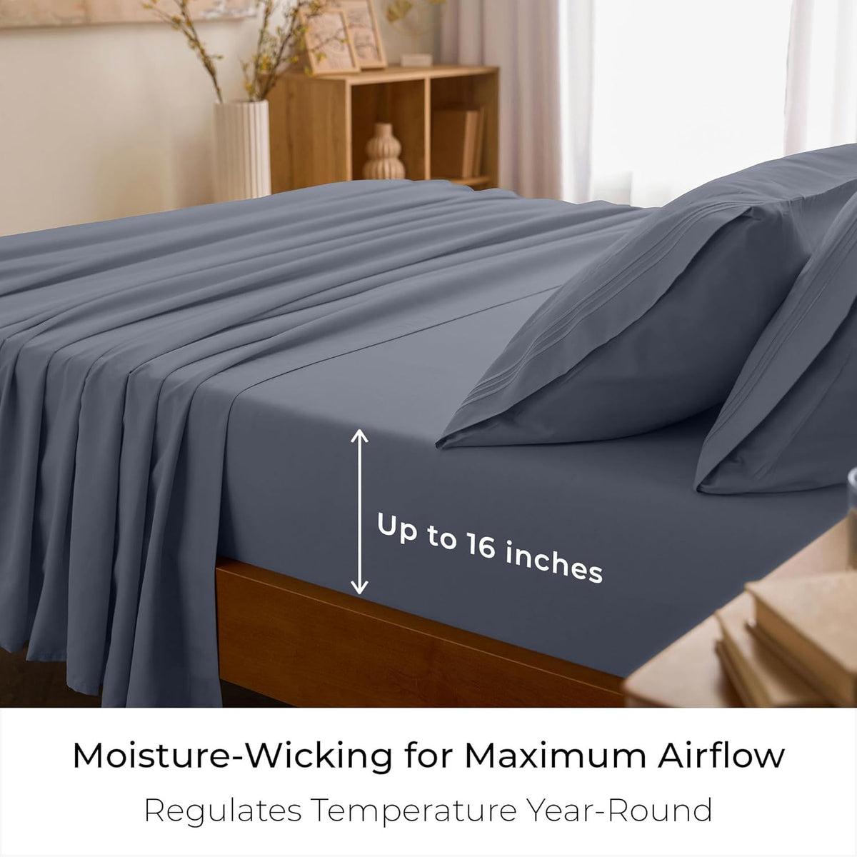 Mellanni King Sheets Set - 4 PC Hotel Luxury Bedding | Extra Soft, Cooling, Wrinkle-Resistant (Mineral Gray)