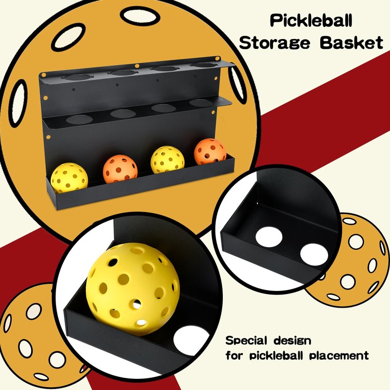 TOPOWN 2PCS Pickleball Paddles Rack/BallRack – Holds 8 Paddles and 8 Balls Pickleball Rack for Fence and Wall Heavy-Duty Steel Pickleball Paddle Holder Pickleball Paddle Racks Outdoor