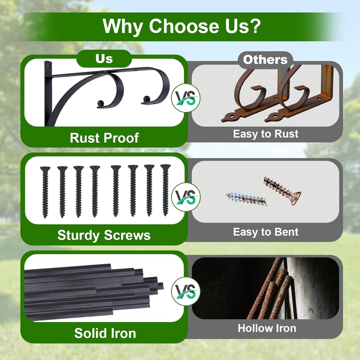 Skiennix 10-Inch Hanging Plant Hangers - Decorative Iron Hooks for Indoor/Outdoor Use | 4-Pack