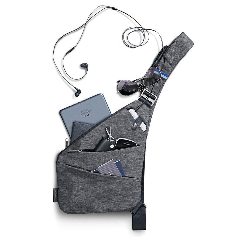NIID FINO Sling Bag,Shoulder Bags,Anti Theft Bag for Men,Crossbody Bag Men,Multipurpose Daypack Cycling Walking Hiking Trip Fits Up to 7.9 inch iPad (Gray Right Hand)