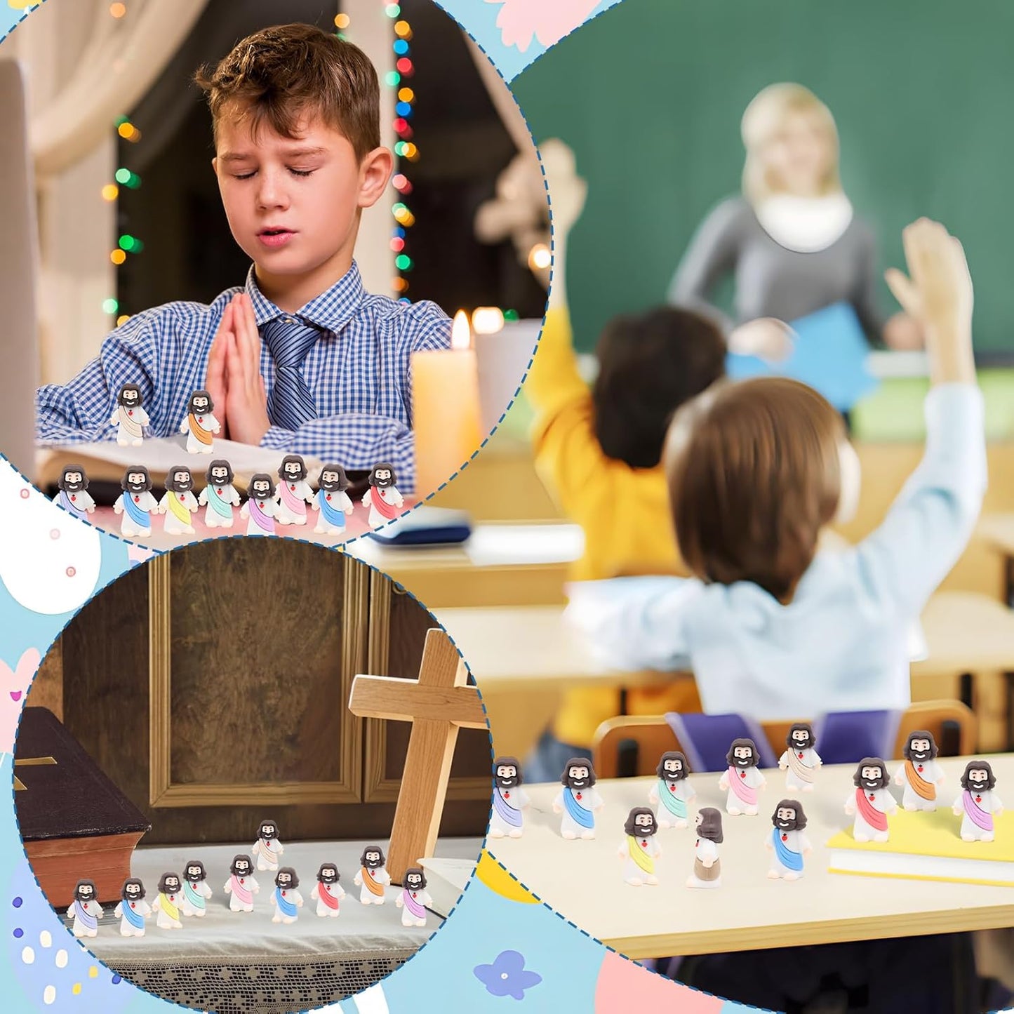Owurha Pocket Jesus Mini Figures - 100 Pcs Original Design for Religious Parties & Gifts | Tiny Baptism Favors