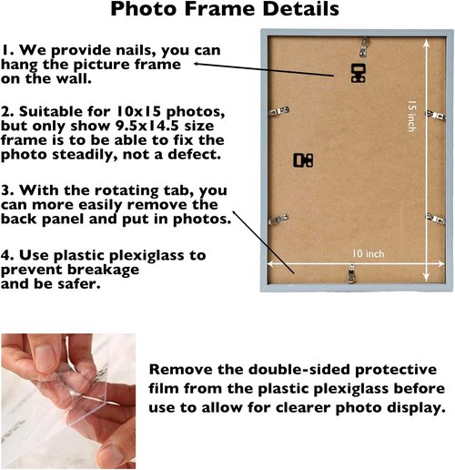 JCJMY 10x15 Rustic White Picture Frame - Versatile Wall Mounting for Horizontal or Vertical Display