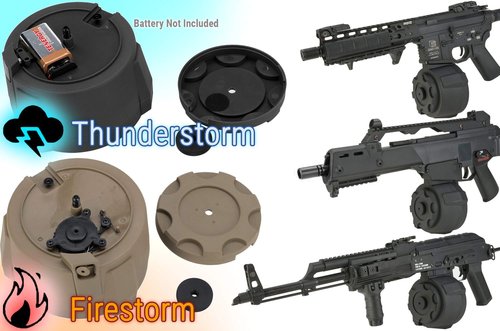 Evike Airsoft - Angel Custom 1500 Round Firestorm AEG Airsoft Drum Flashmag (Model: G36 / Black)
