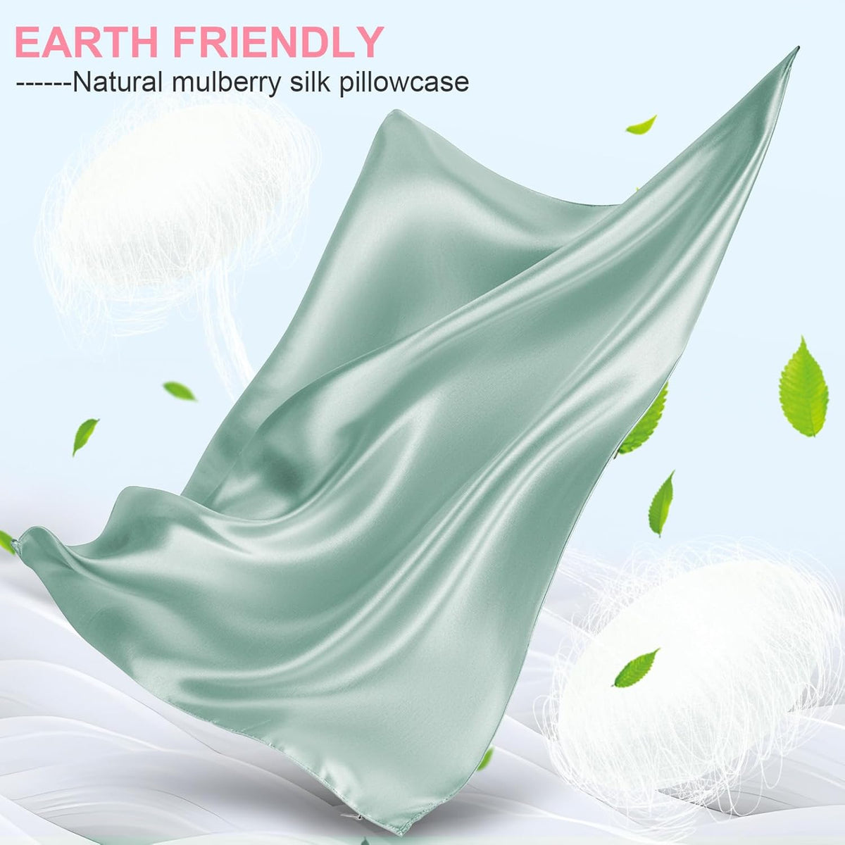 Mulberry Silk Pillowcases by Skiennix - King Size 2-Pack | Hidden Zipper, Soft & Breathable, Sage Green