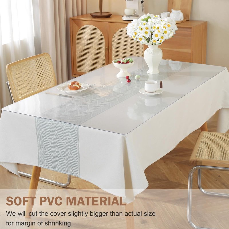 LovePads Clear Table Cover Protector, 18 x 54 Inch 2mm Thick Plastic Table Cover, Table Protector for Dining Room Table, Waterproof Dresser Cover Top for Kitchen, Coffee, Writing Desk