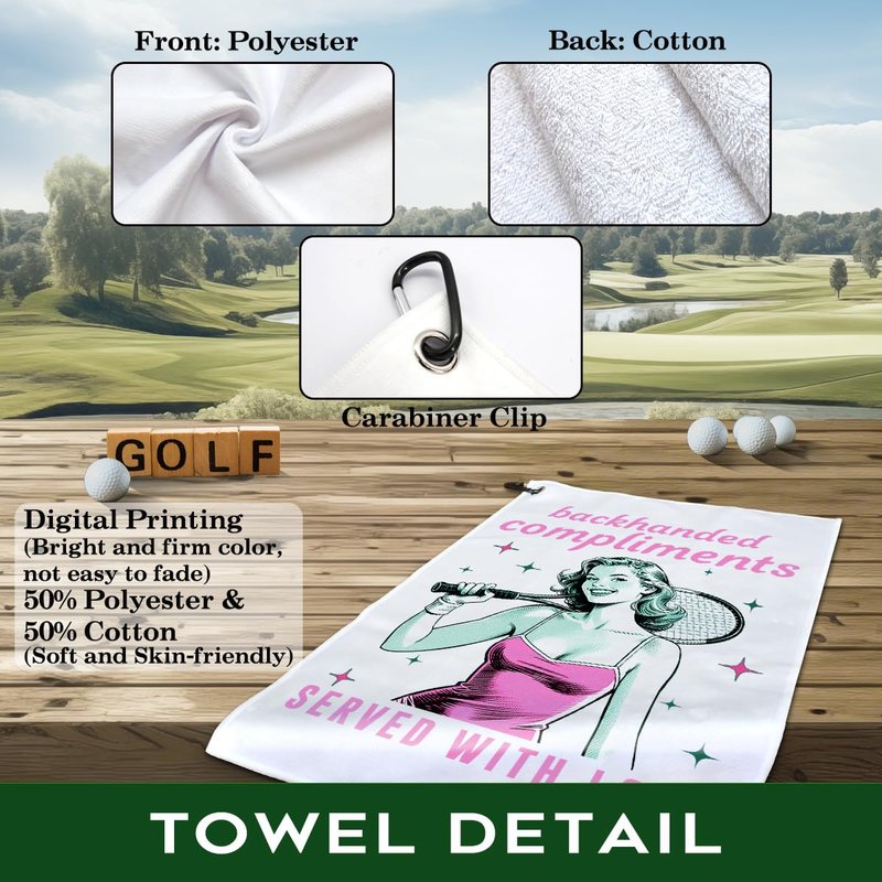 rofiowa Backhanded Compliments Served with Love Polyester and Cotton Blend Printed Tennis Towel, Funny Tennis Accessories Gifts for Women Mom, Tenniss Lover Mother's Day Christmas Birthday Gifts