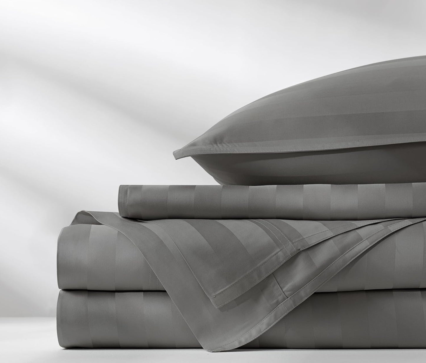 Pure Bamboo Queen Sheets - Luxuriously Soft 100% Organic Viscose Bed Sheet Set | Cooling Jacquard Stone