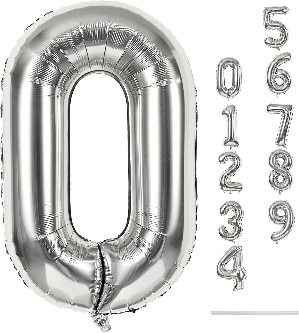 Skiennix 40-Inch Silver Foil Number 0 Balloon - Self-Inflating Giant Helium Decoration for Parties