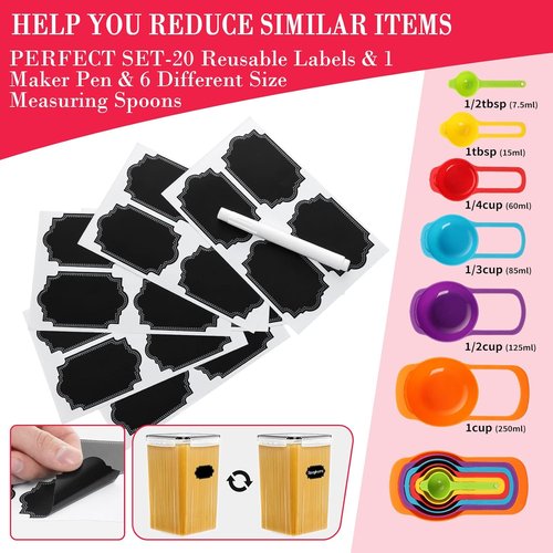 CEKEE Extra Large Food Storage Containers - Airtight Plastic Canisters (6.5L | 220 OZ | 2PCS) for Kitchen Pantry Organization